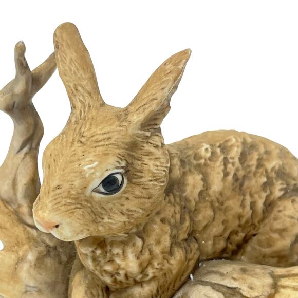 Homco #1411 Bunny on a Log Figurine - Picture 2 of 7